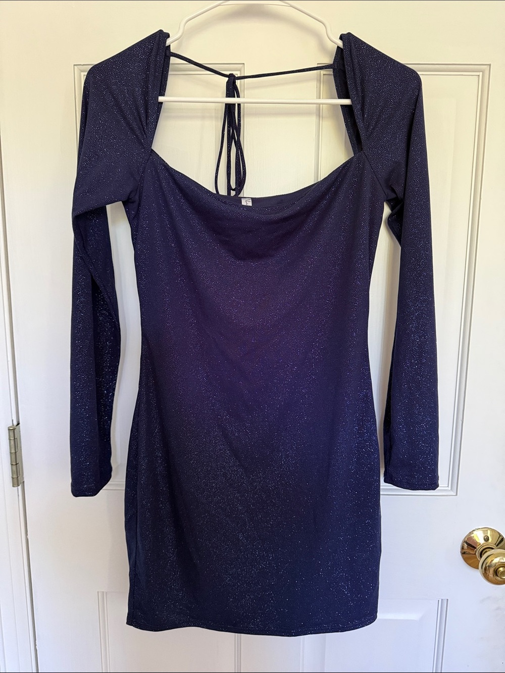 Lucy in the Sky Navy Sparkle Long Sleeve Off-Shoulder Dress